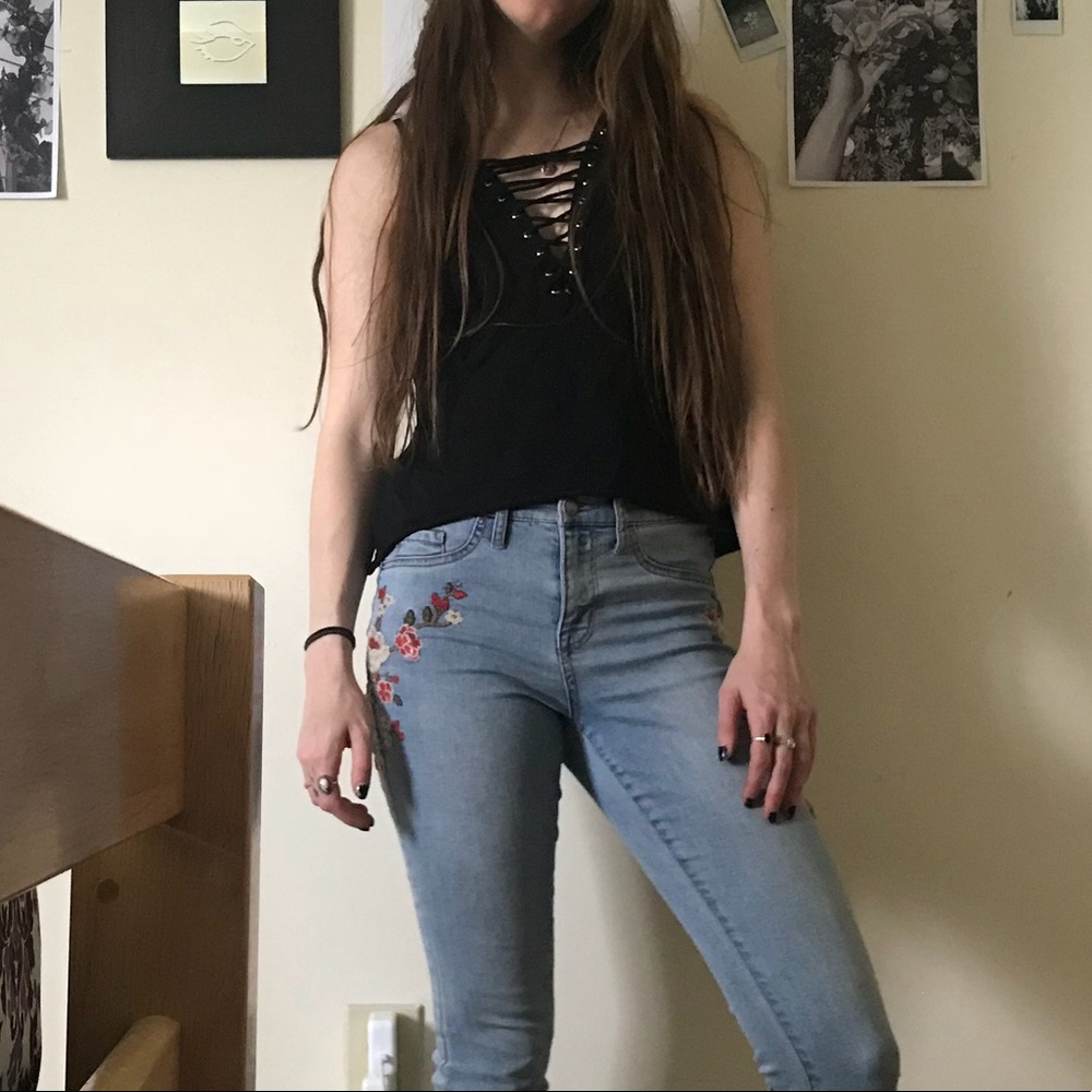Black Lace Up Top